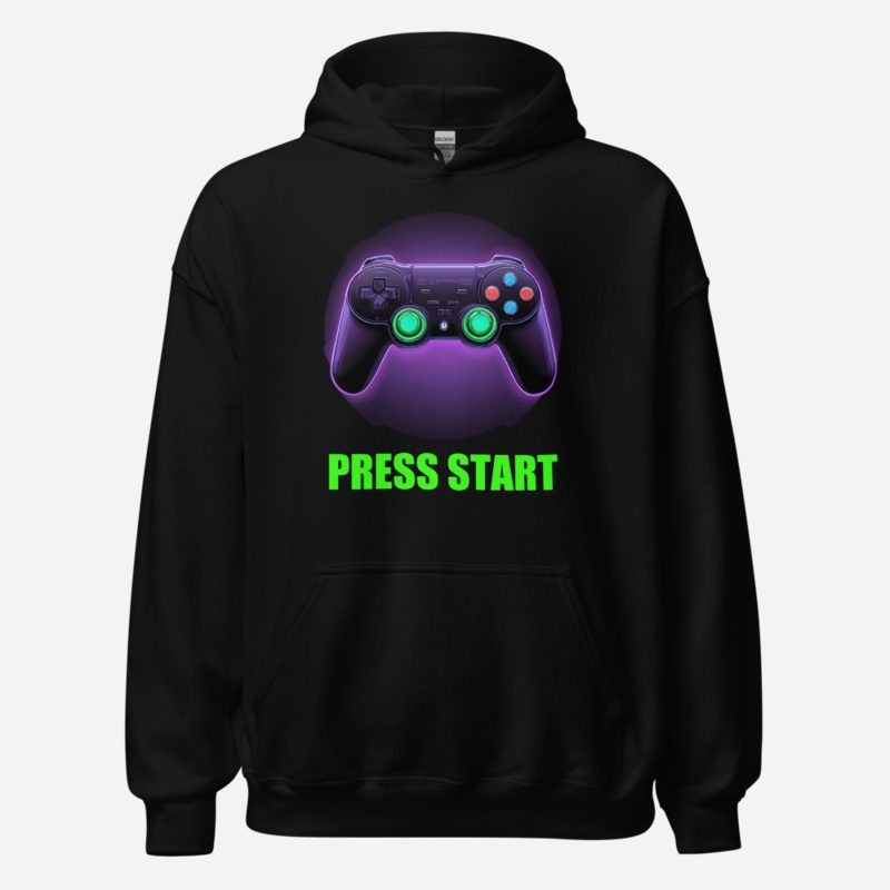 Top Gaming Society Press Start Controller Hoodie Black