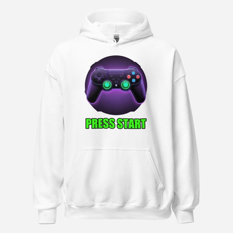 Top Gaming Society Press Start Controller Hoodie White