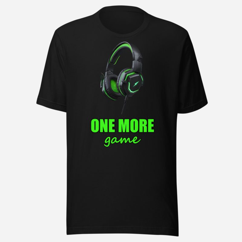 Top Gaming Society One More Game Headset Tee Black