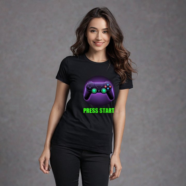 Top Gaming Society Press Start Controller Tee in Black